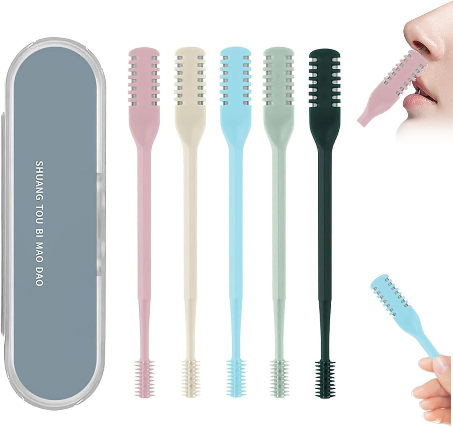 PSKZNSZ 5 Pcs Manual Nose Hair Trimmer, 2-In-1 Double-Sided Nostril | Hair Remov