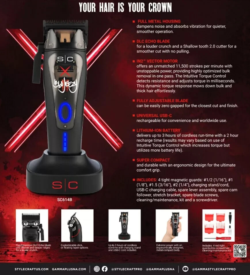 StyleCraft Pro 360 Jeezy Cordless Vector Motor Metal Clipper SC614B – BRAND NEW
