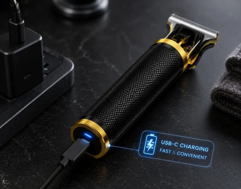 Vintage T9 Barbeador Black Gold Beard Hair Trimmer Cutter Machine for Men