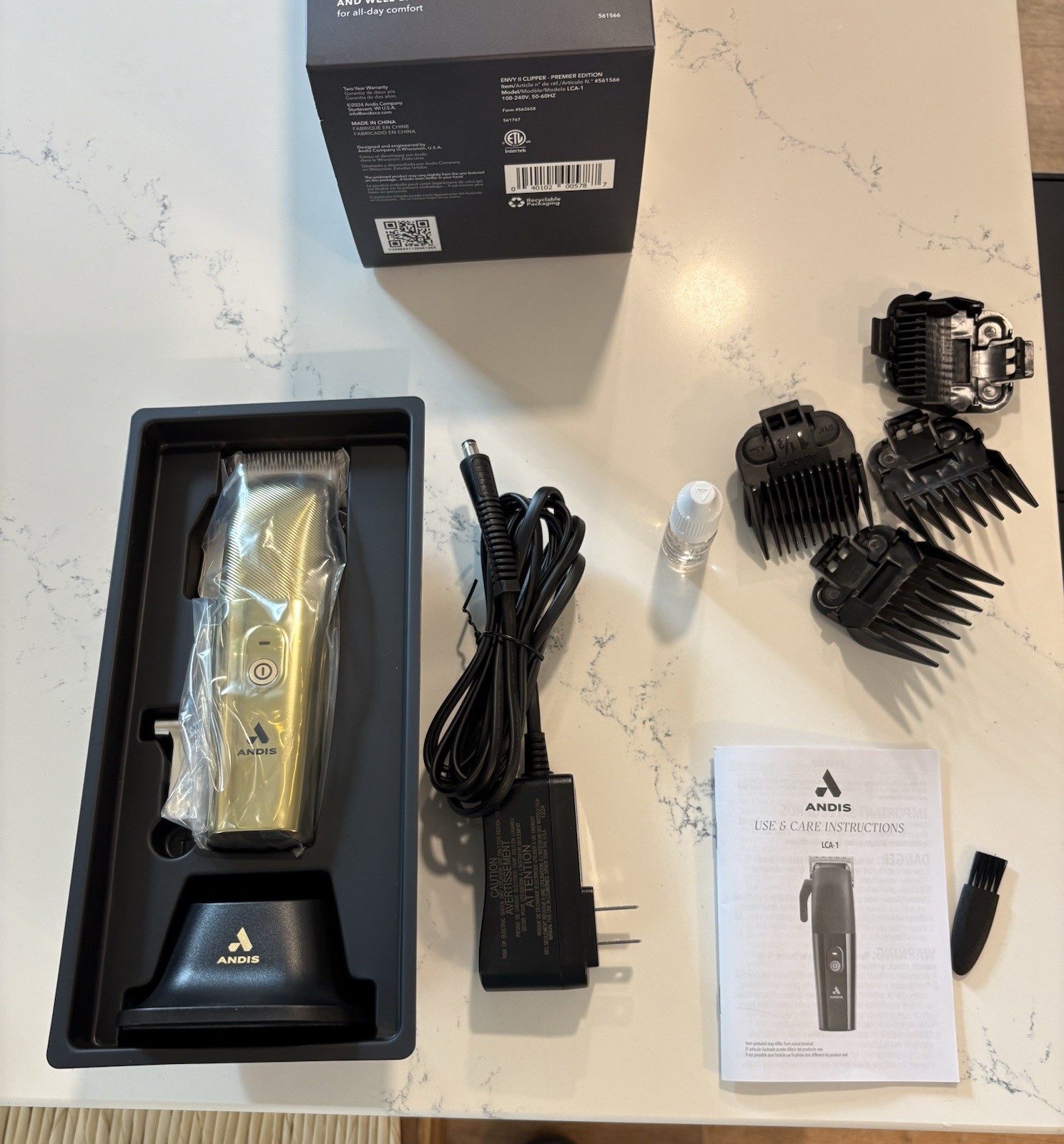 Andis Envy II Premier Edition Cord/Cordless Clipper Gold Charging Stand 561566