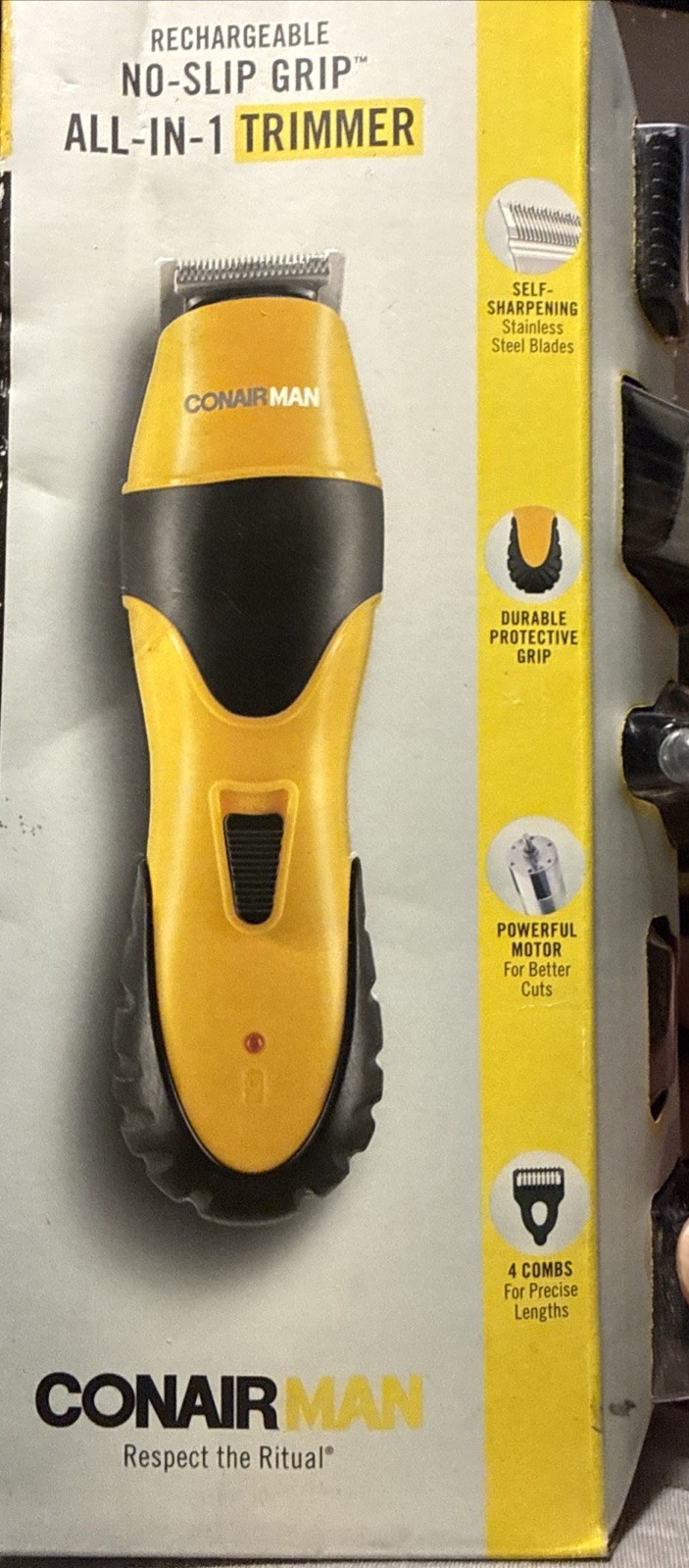 CONAIR MAN NO-SLIP GRIP-PREMIUM MALE GROOMING TRIMMER All-in-one cordless – New
