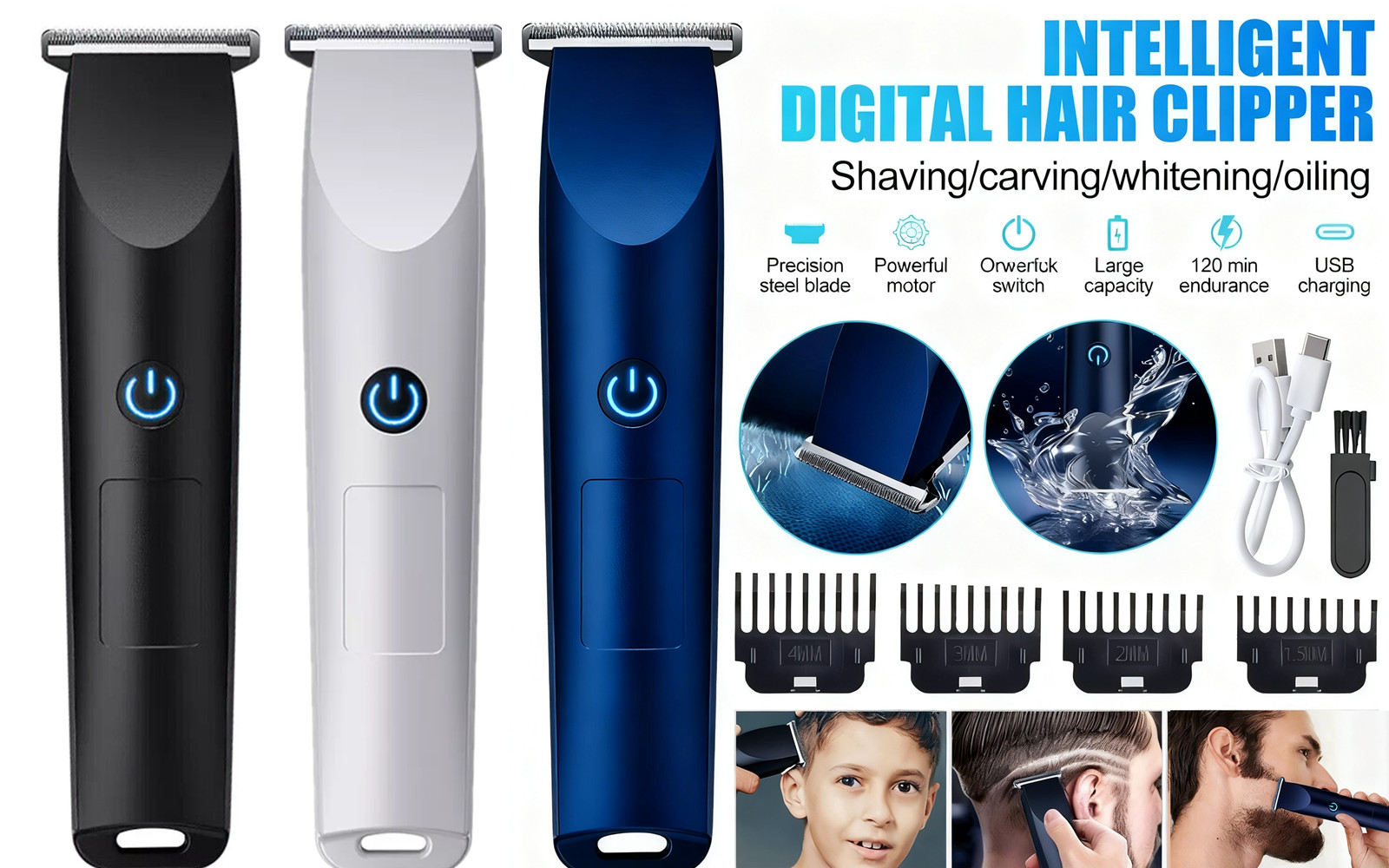 Cordless Beard Trimmer Hair Clippers Cutting Men Electric Barber Shaving Machine