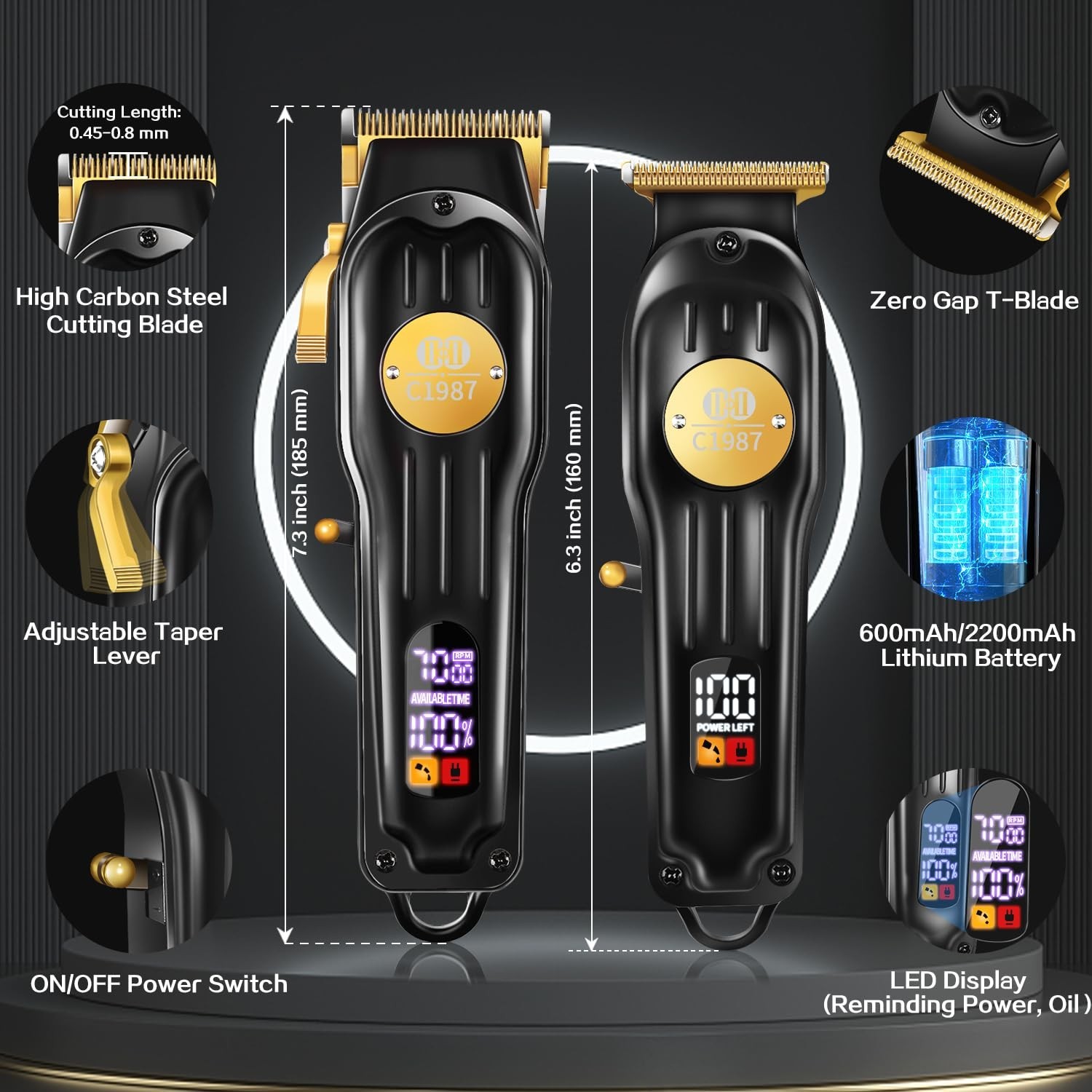 Cordless Hair Clippers & Trimmers Set | Professional Haircut Kit, USB Rechargeab