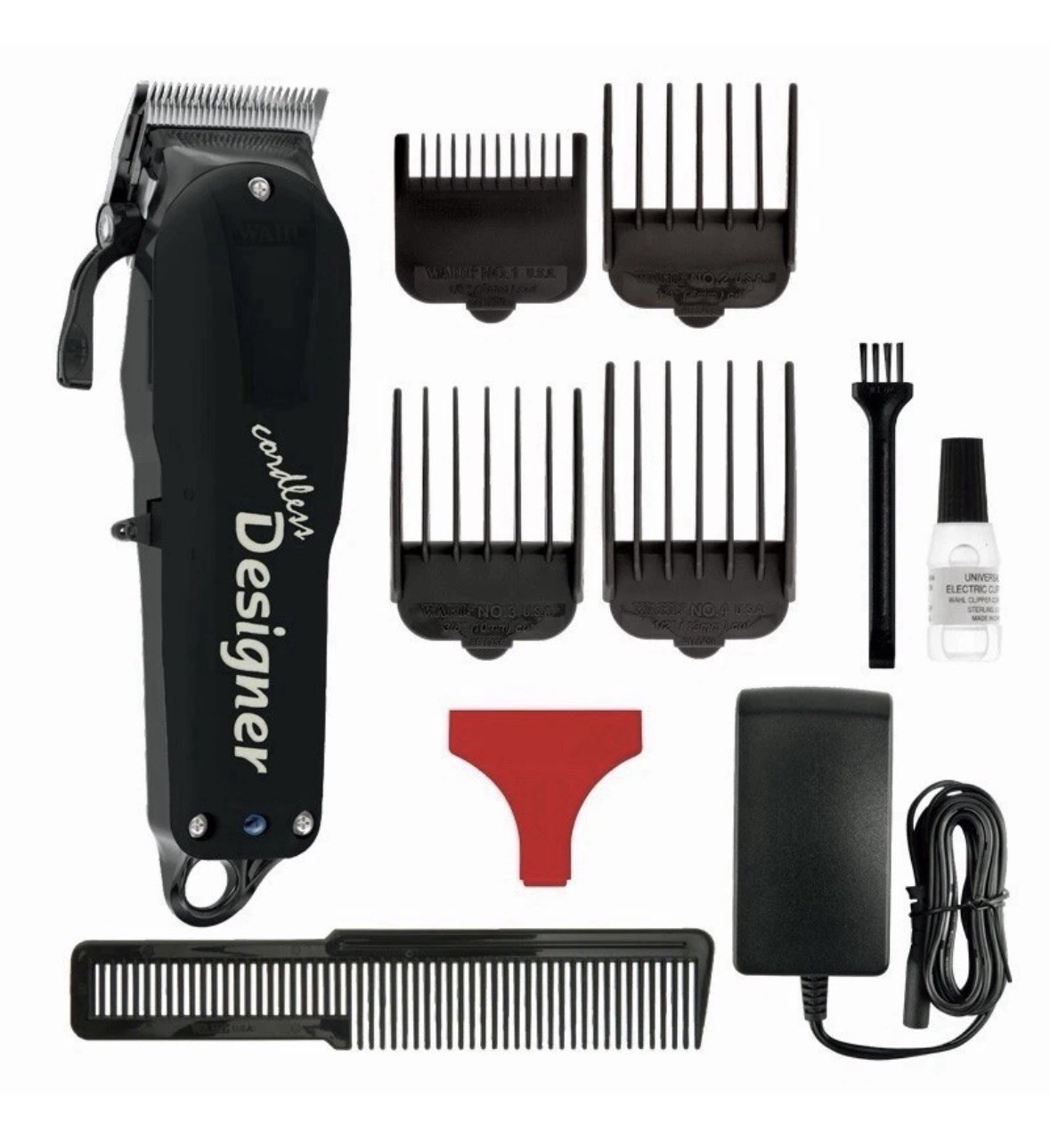 Wahl Cordless Designer Clipper Black 90 Minutes Run Time Includes 4 Guides 8591