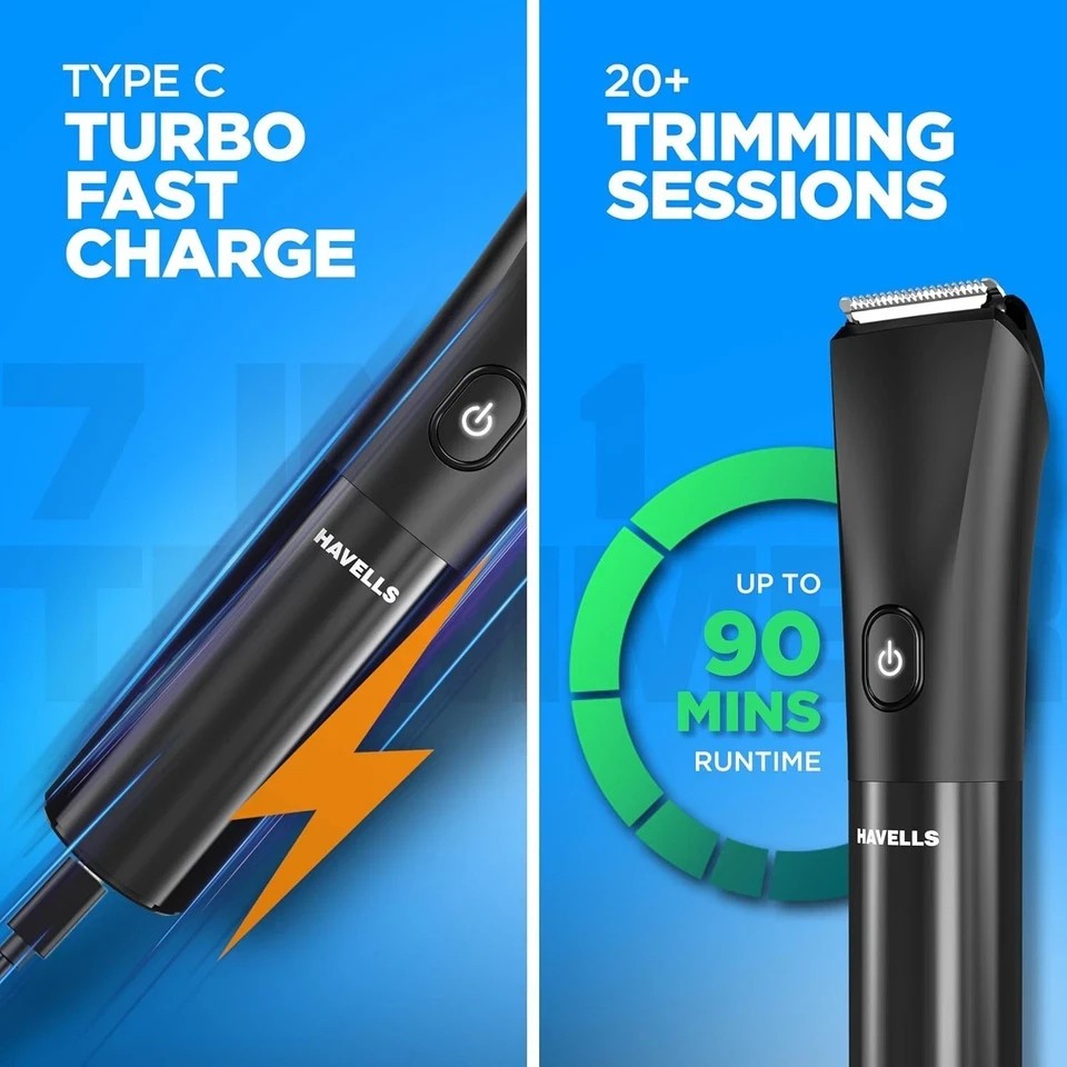 Havells Beard & Hair 7 in 1 Trimmer |2-in-1 Special Blade| Comes with 4 Beard