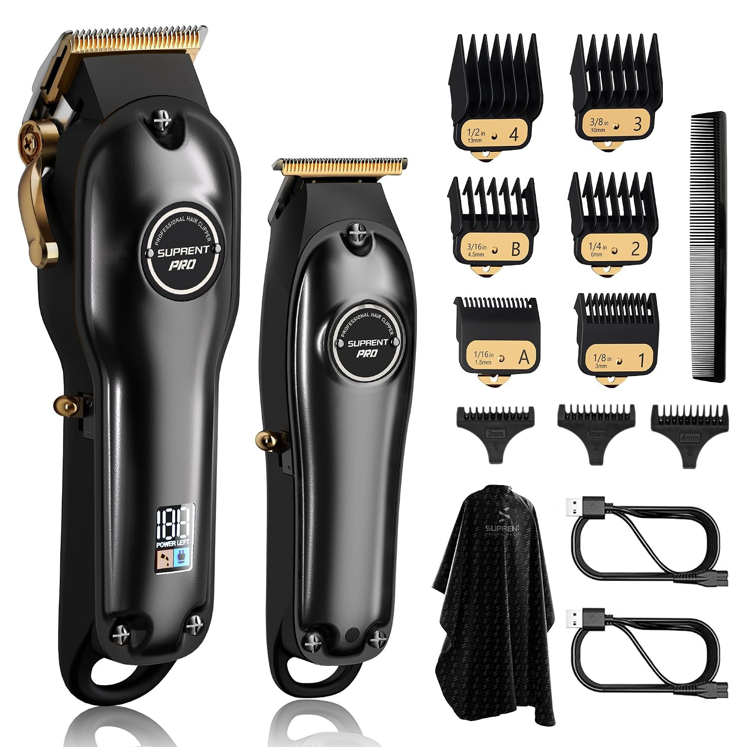 PRO Professional Hair Clippers for Men- Hair Cutting Kit & Zero Gap T-Blade Trim