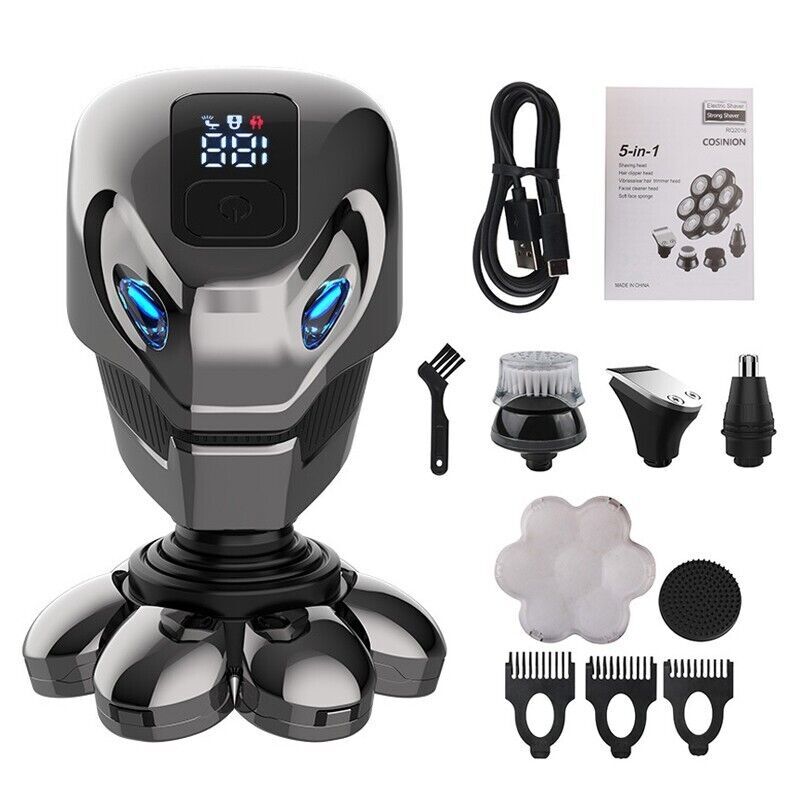 5in1 Rotary Electric Shaver 7D Bald Head Hair Beard Trimmer Razor Rechargeable