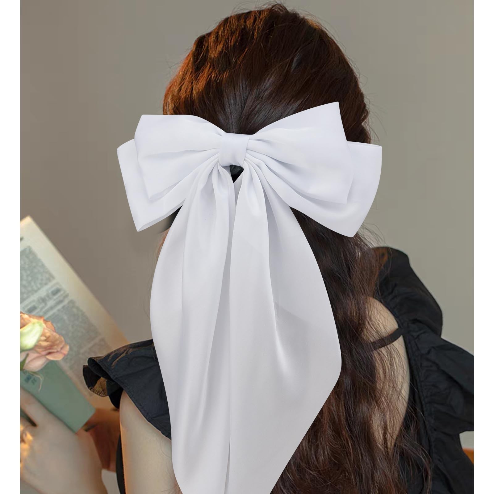 Velscrun Hair Bows for Women Girls 1 Count (Pack of 3), Black, white, pink