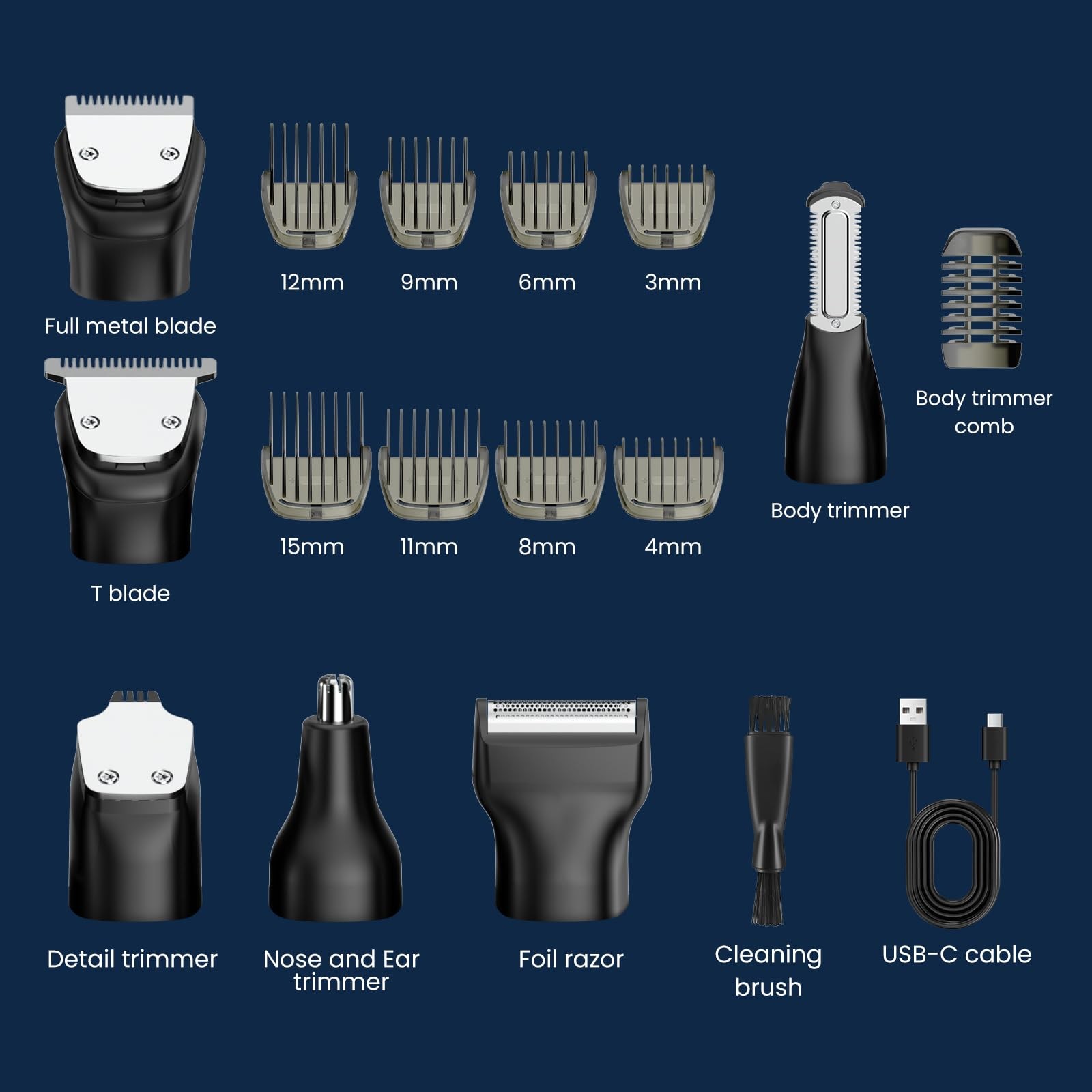 6 in 1 Beard Trimmer for Men, Waterproof Cordless Electric Razor Shaver, Men’…