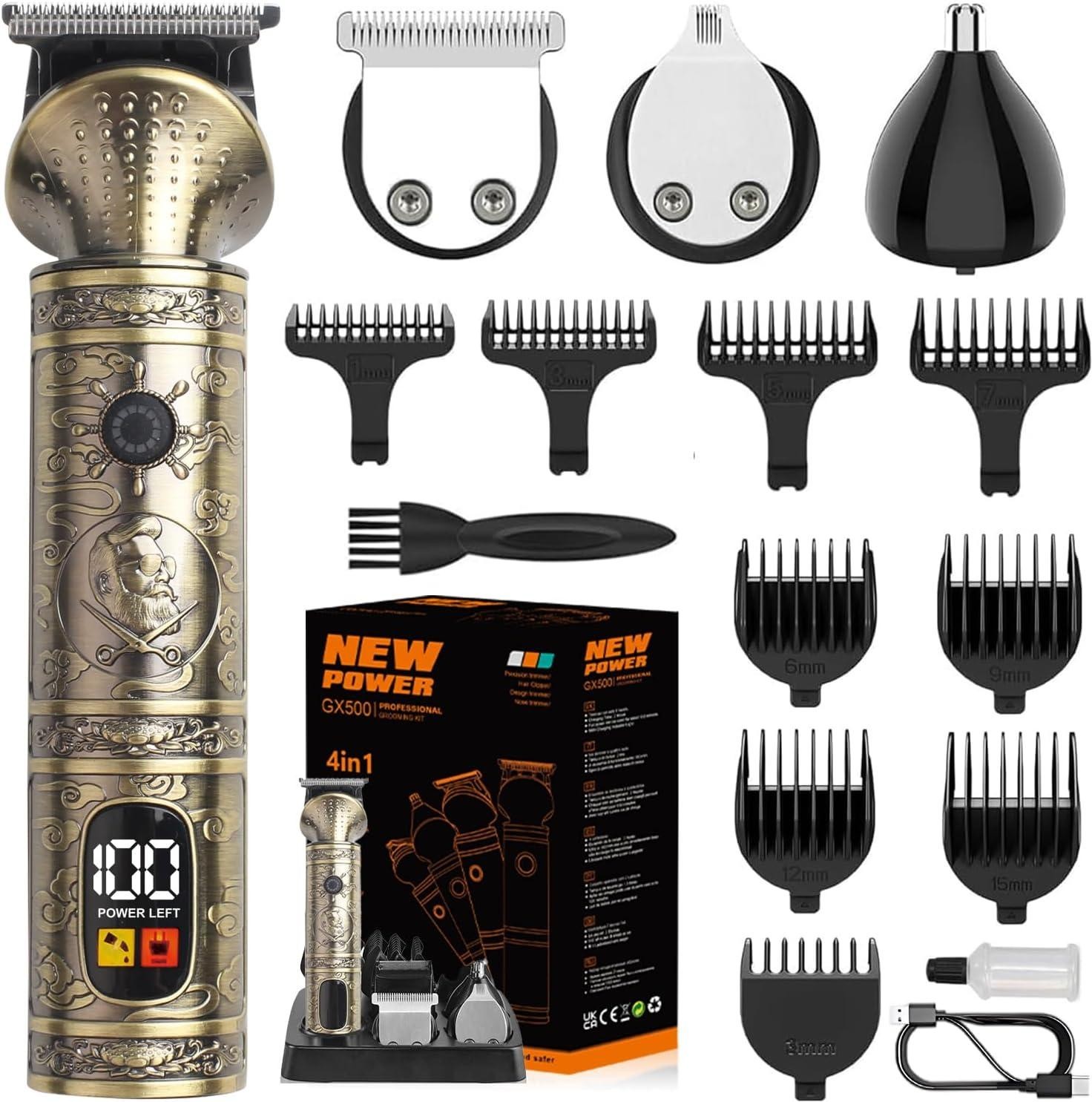 Trimmer Kit Professional Hair Clipper Zero Gapped T-Blade Electric Shaver Razor