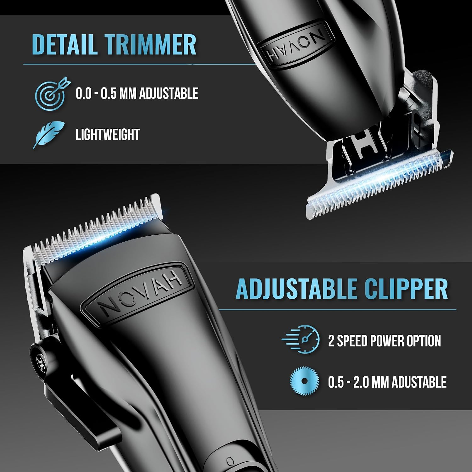 Novah Professional Barber Clippers and Trimmer Set – Foil Shaver Professional Ha