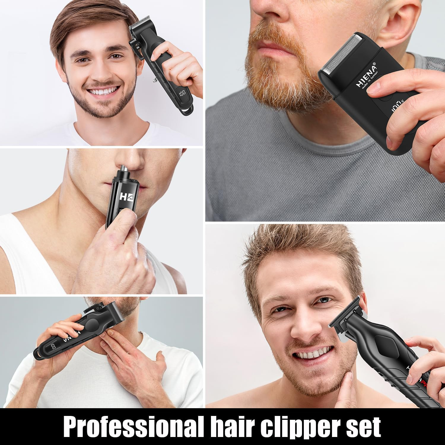 Hair Clipper Set for Men, 4-In-1 Cordless Kit | Adjustable Clipper, T-Blade Trim