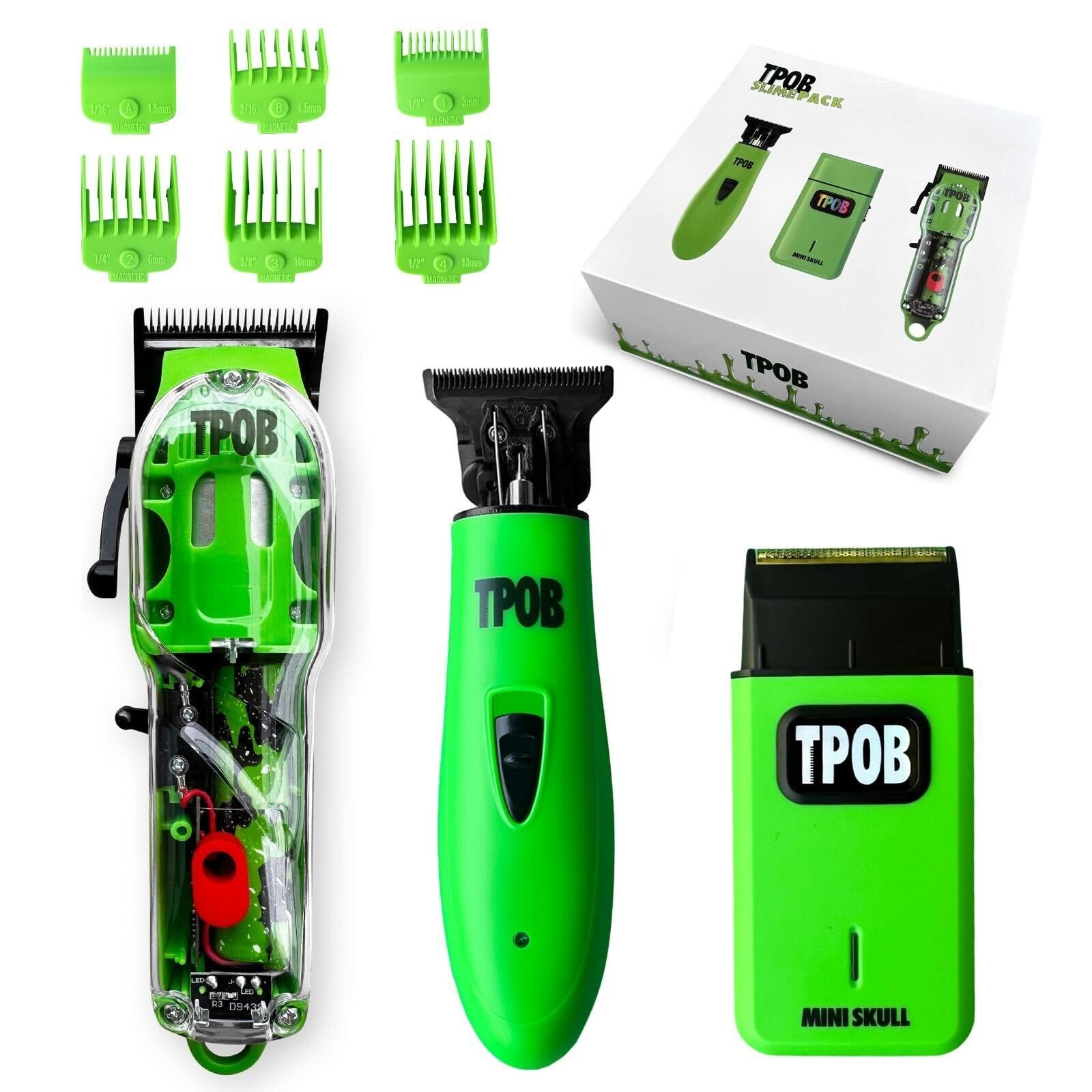 Slime 2 Barber Hair Clippers Trimmer Shaver Set for Men with Matte Green Case…