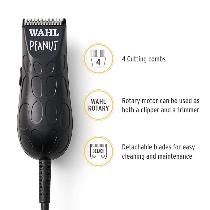 Wahl Professional Peanut Beard Trimmer Hair Clipper Kit 4 Combs 8655-200 – Black