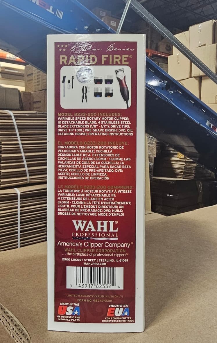 WAHL Professional 5 Star Rapid Fire Clipper, Red #08233-200
