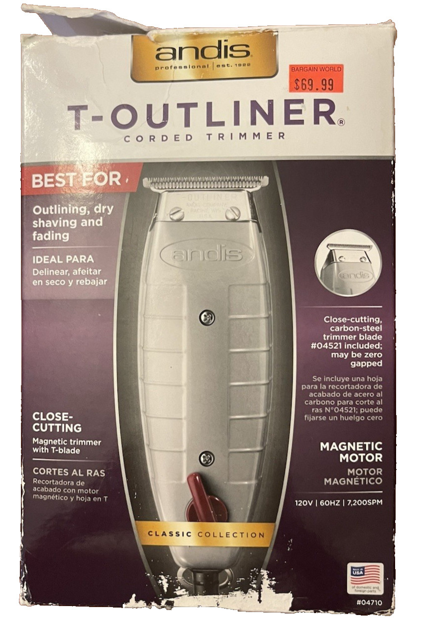 Andis T-Outliner Professional T-Blade Trimmer GTO Dry & Fading Corded #04710 VGC