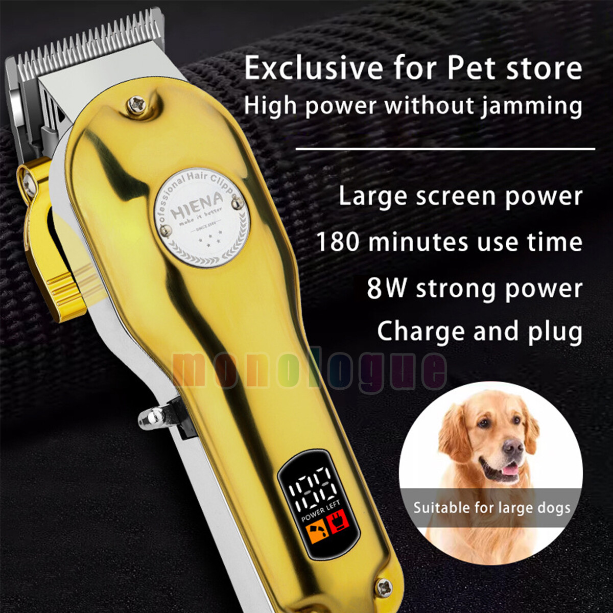 All metal Barber Professional Hair Clipper Electric Cordless LCD Trimmer Silver