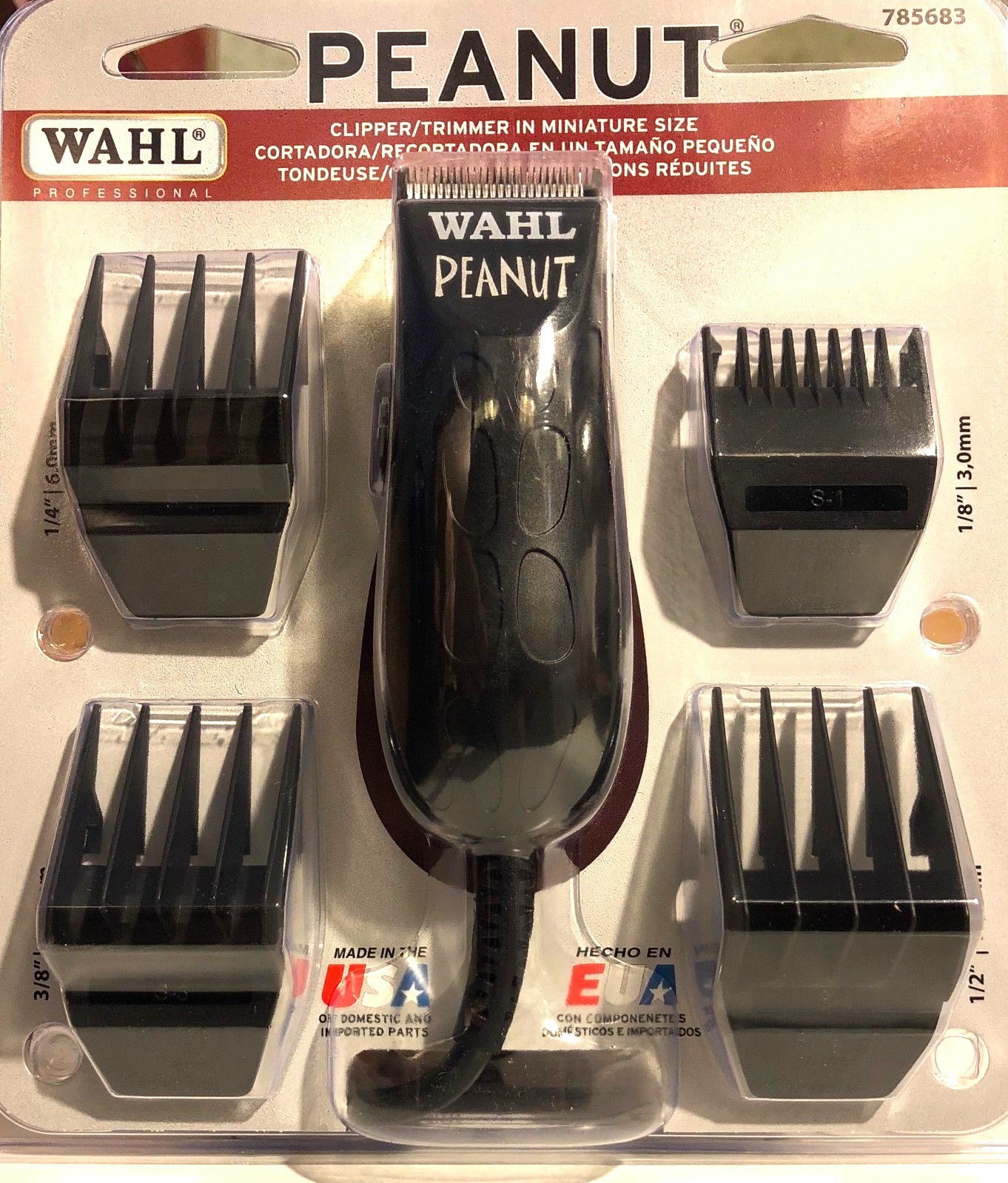 WAHL PROFESSIONAL BK PEANUT CLIPPER/TRIMMER # 8655-200 120V/60HZ 4.OZ, 4” USA!