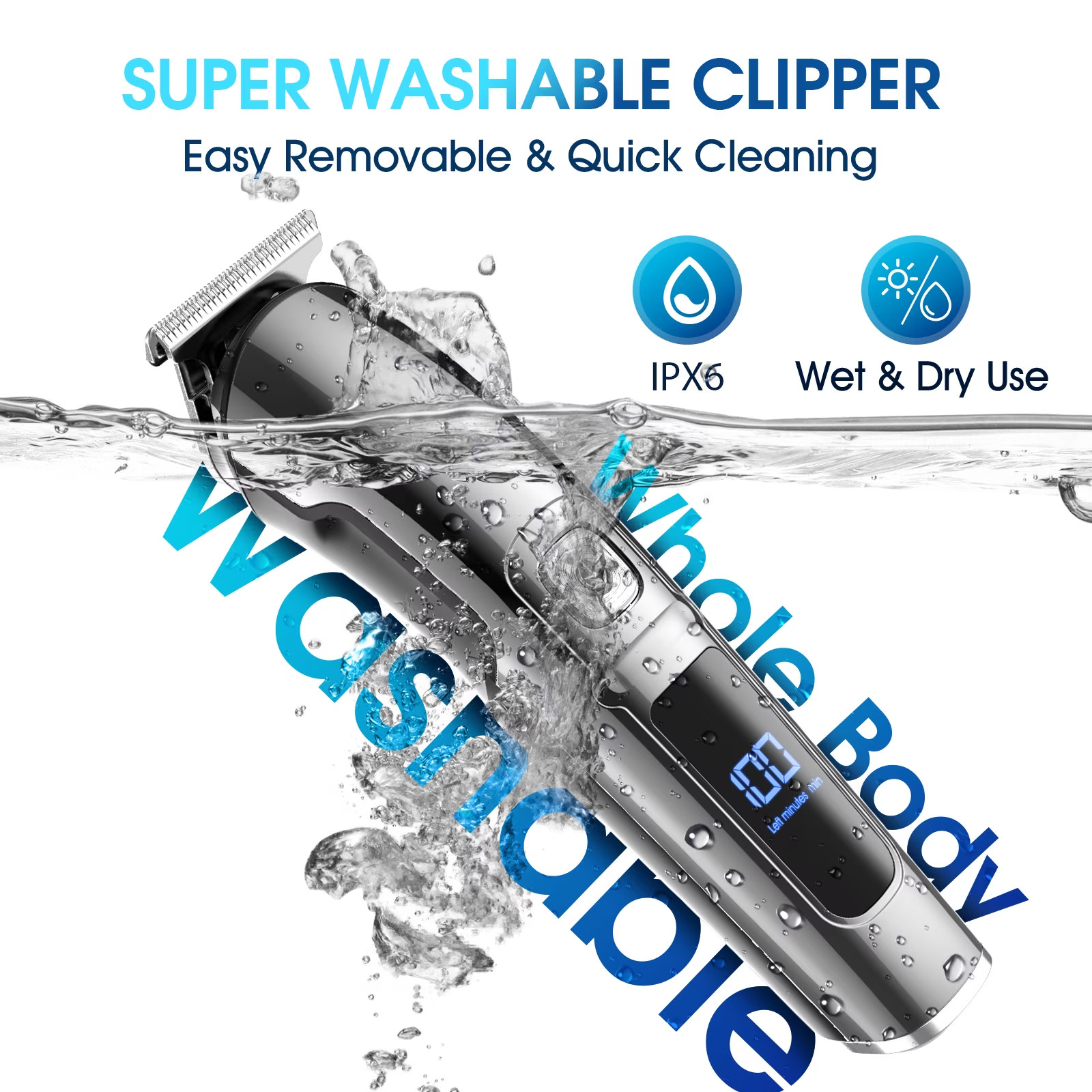 Professional Hair Clippers Trimmer Cutting Beard Cordless Barber Shaving Machine
