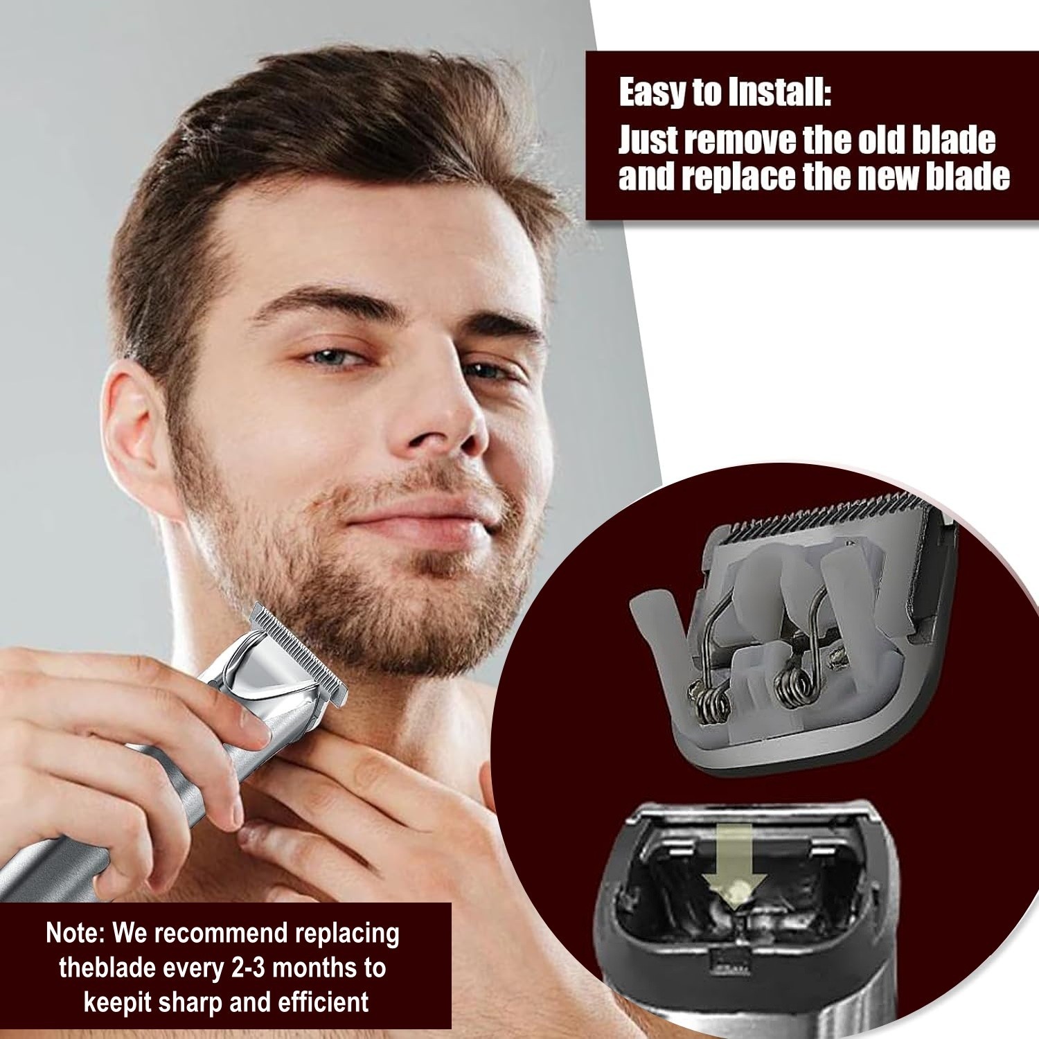 30mm Replacement Blade for Wahl All-in-One Lithium Ion Trimmers Head Silver 2Pcs