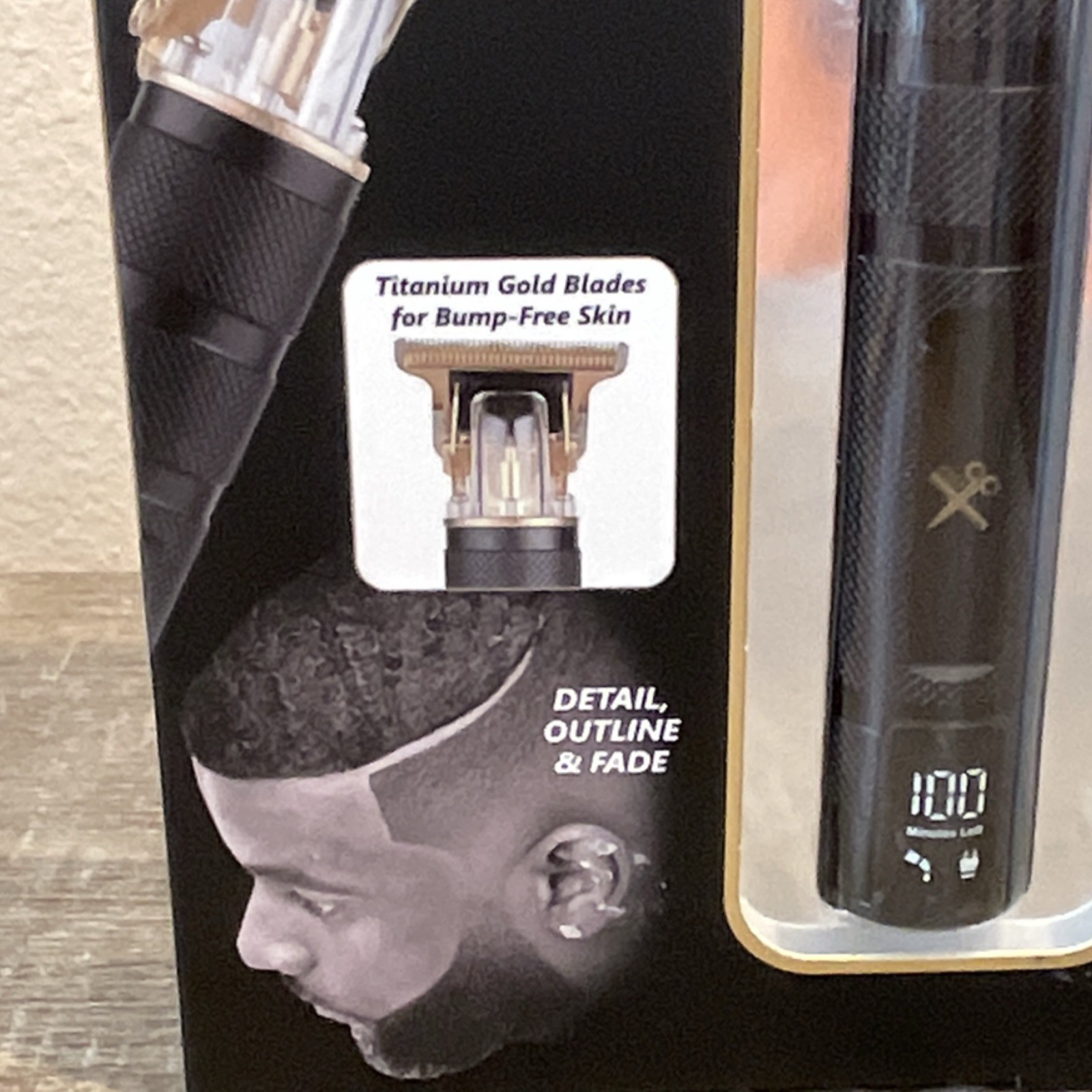 Cutting Edge LCD T-Blade Trimmer Cordless Rechargeable LCD 5pc Black/Gold 1-4mm