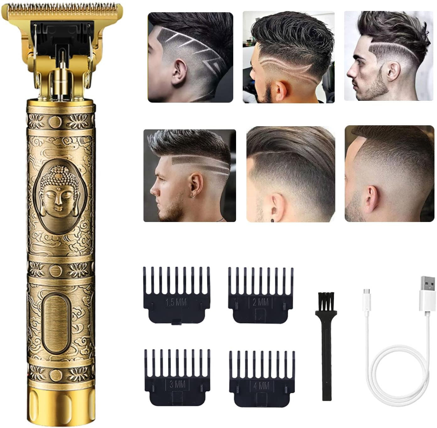Hair Clippers for Men, Cordless Electric Hair Trimmer and Beard Shaver, T Blade