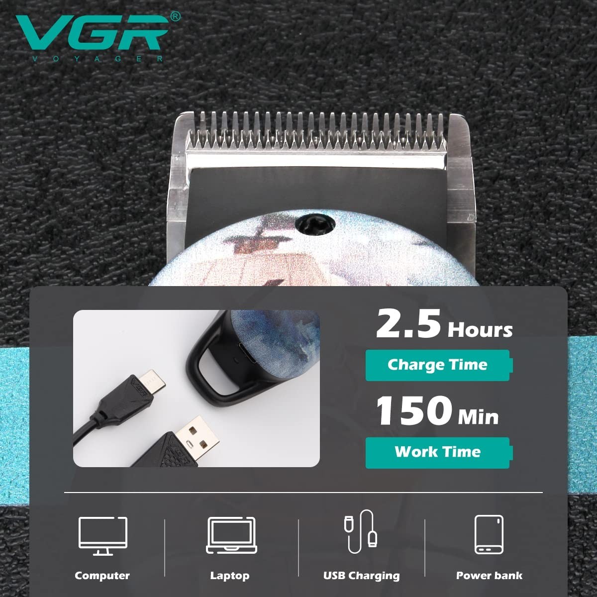 VGR V-690 clipper offers cordless precision, USB charging, 150-minute runtime