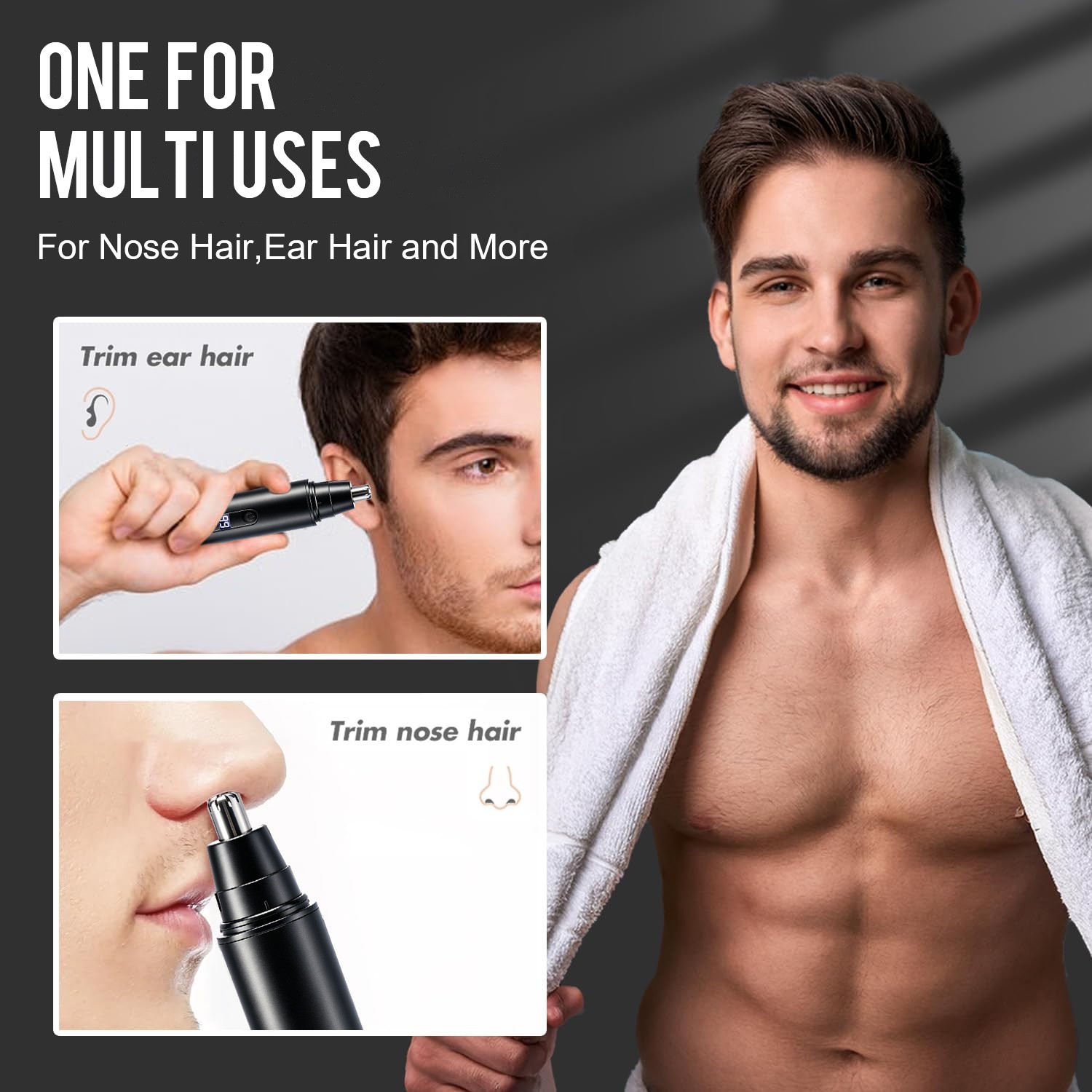 Nose Trimmer for Nose,Ears,Eyebrows Trimming Kit,Powerful Motor&Dual-Edge Blades