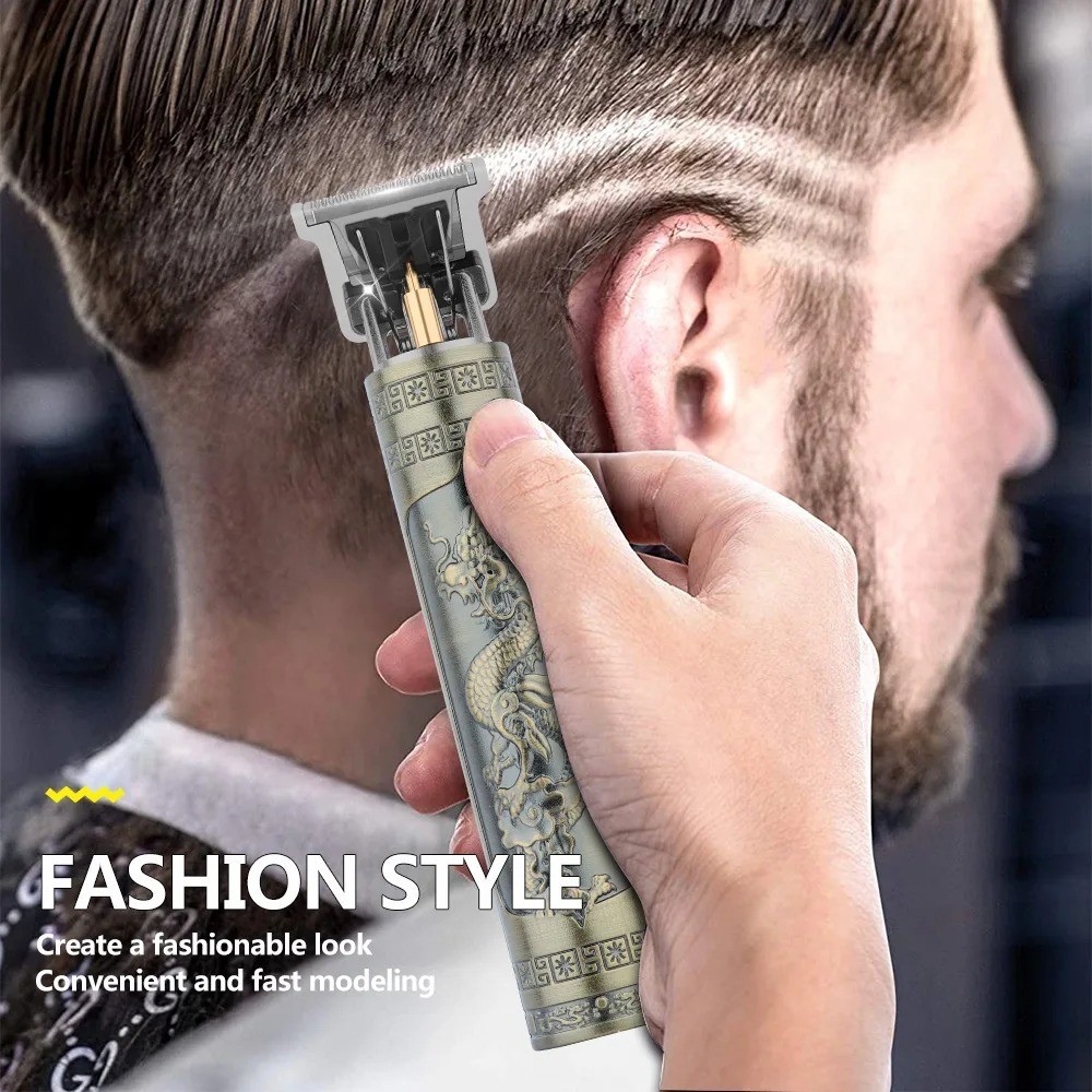 Professional T9 Vintage Hair Trimmer Zero Gapped Cordless Clipper Shaver Men