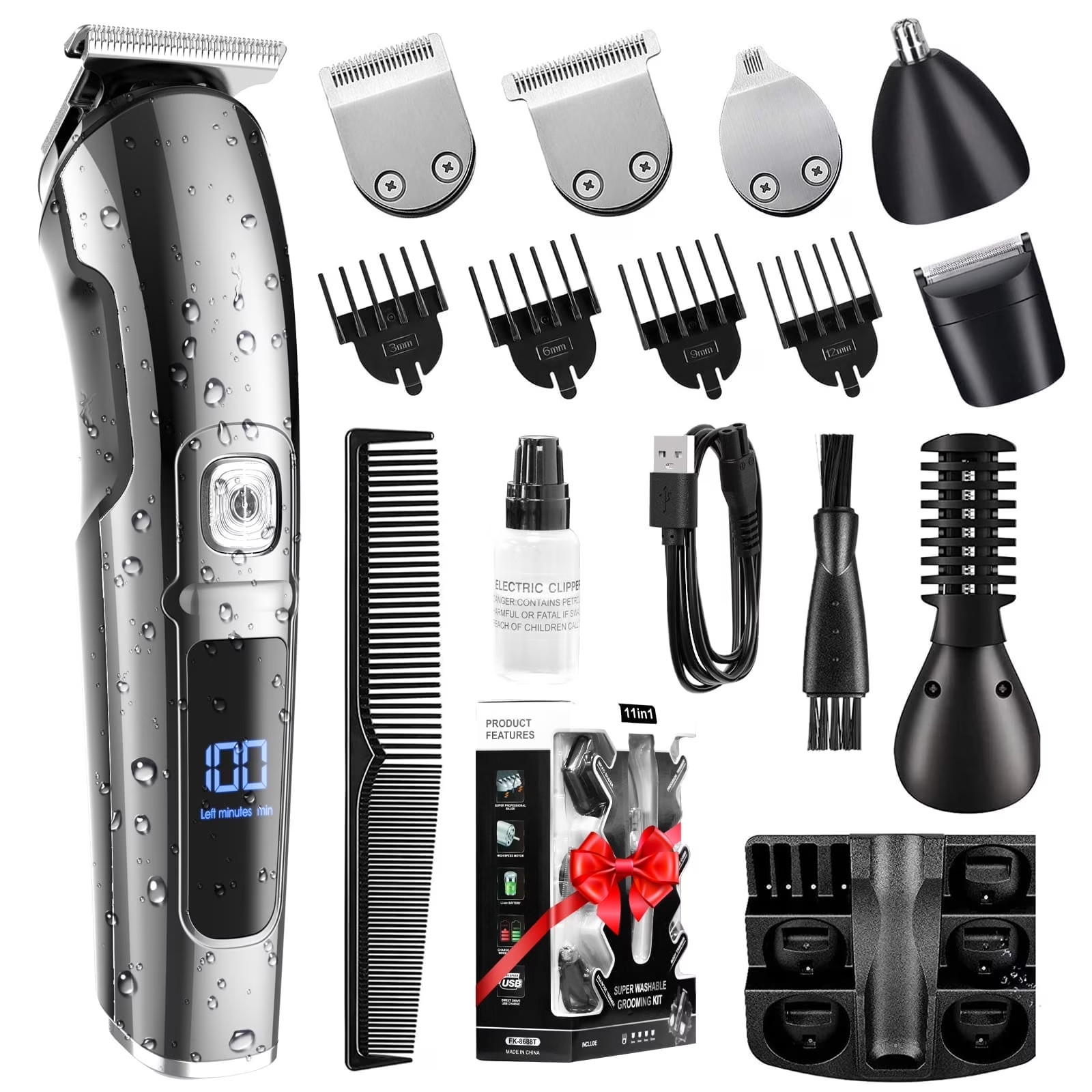Professional Hair Clippers Trimmer Cutting Beard Cordless Barber Shaving Machine