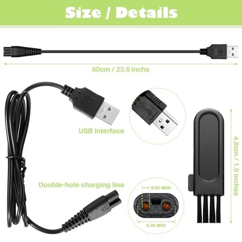 Head Shaver Power Cord Replacement Electric Shaver Charger Razor Cord US