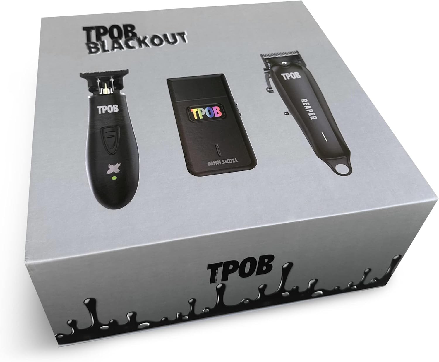 TPOB Slime 2 Black Hair Clipper Trimmer Shaver Set Barber 6800RPM Rubber Case