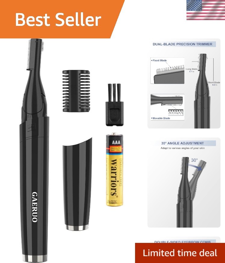 Portable Battery-Powered Eyebrow Razor with 30° Pivoting Head for All Hair Types