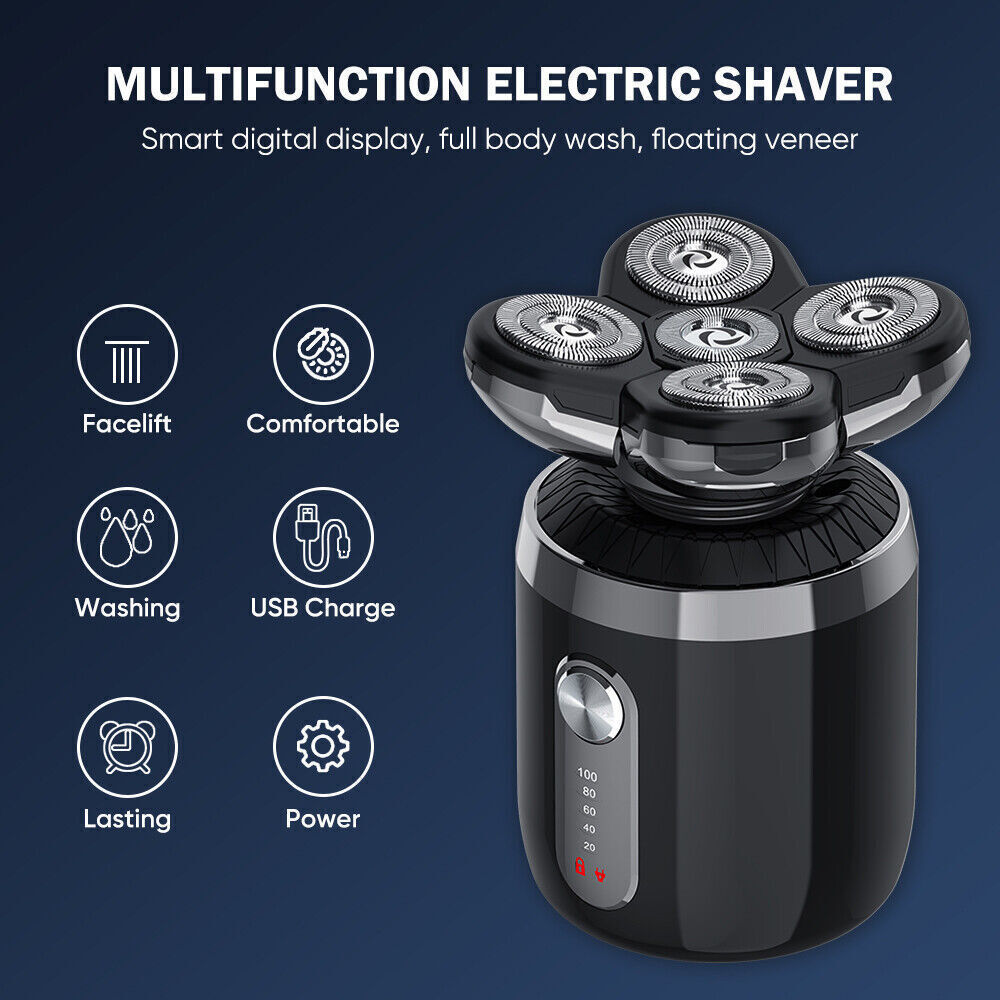 NEW Mens Electric Shaver USB Rechargeable Bald Head Rotary Beard Shaving Trimmer