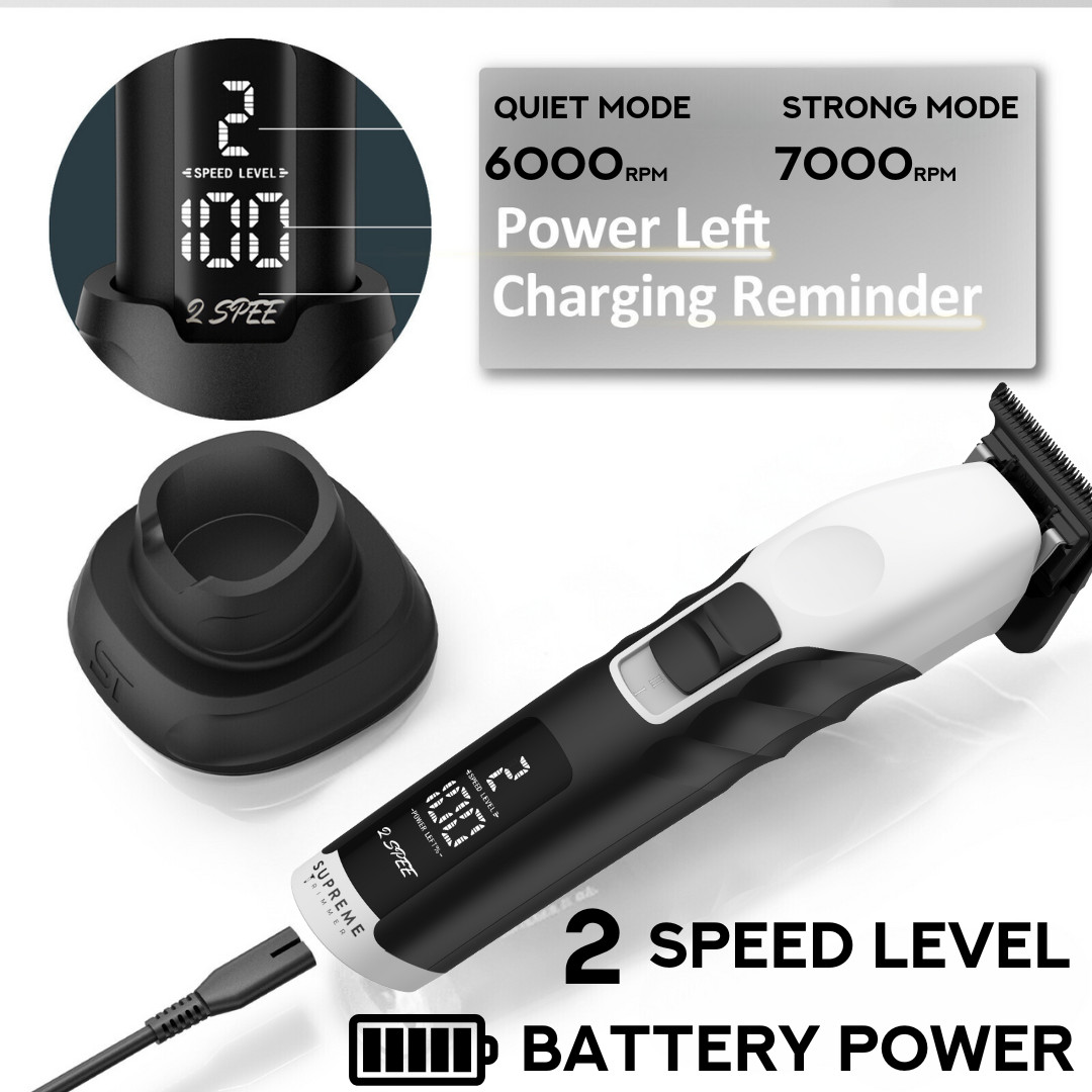 Supreme Trimmer 2Spee Hair Trimmer, 3 Hour Use, Detachable T-Blade | ST622 White