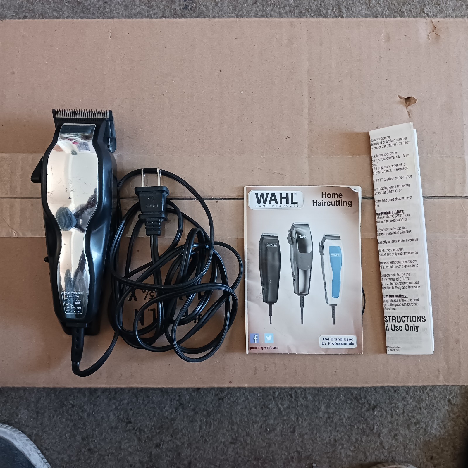 Wahl Corded Hair Clipper Set, Black Electric w/ Zipper Case & Instructions