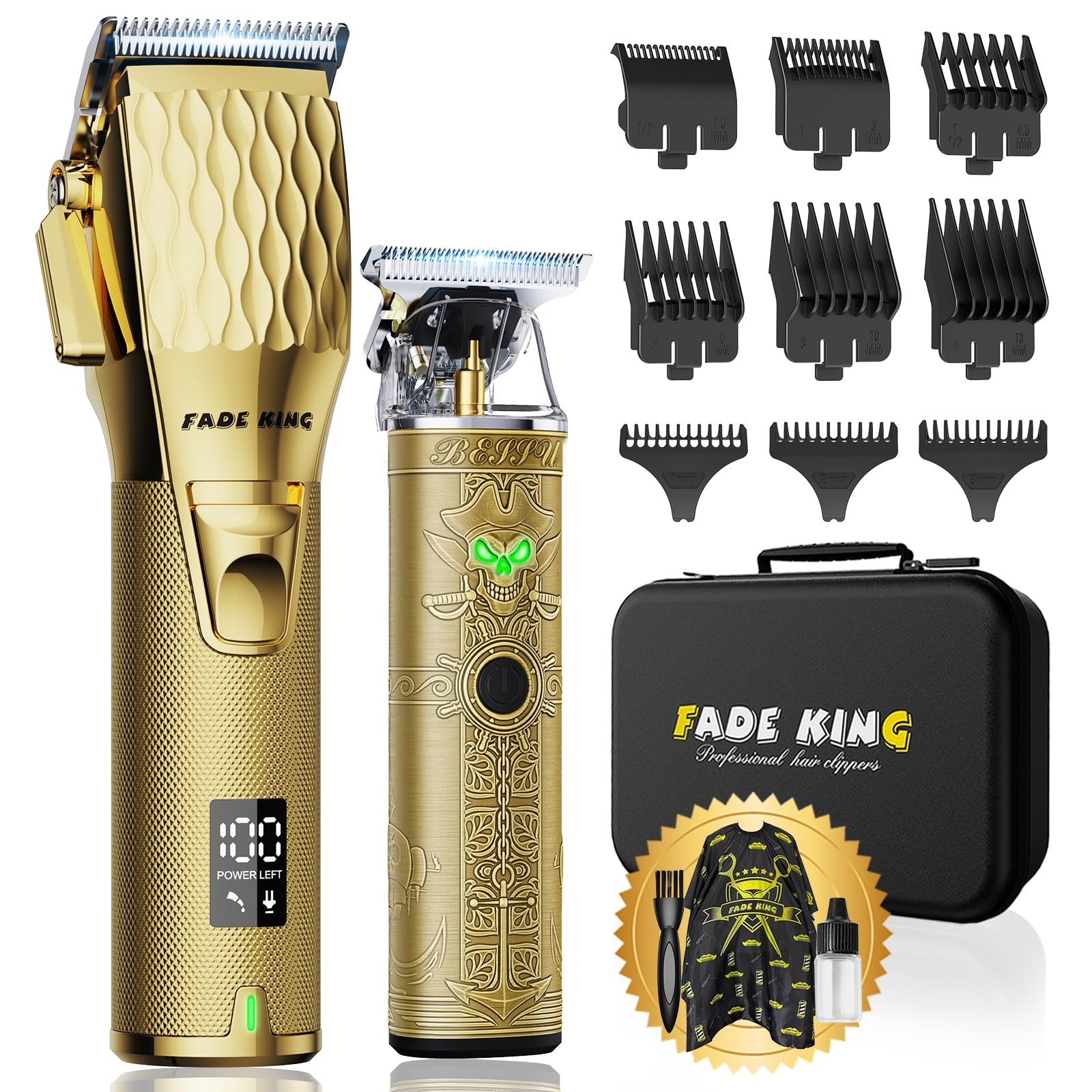 FADEKING® Professional Hair Clippers for Men – Cordless Barber Gold+bronze