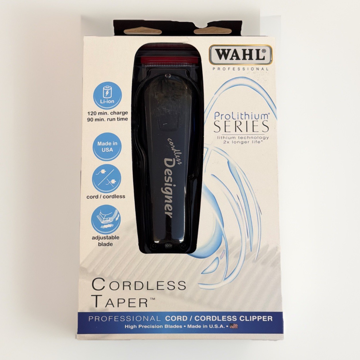 WAHL Professional Cordless Designer Clipper with 90+ Minute Run Time 8591 -BLACK