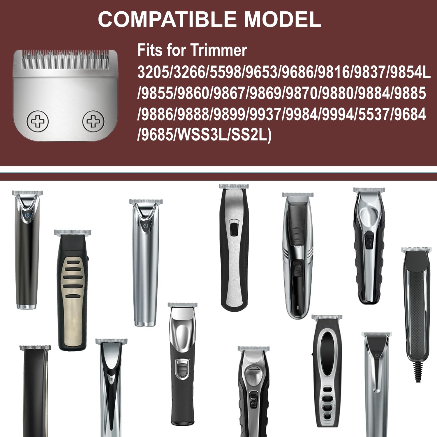 30mm Replacement Blade for Wahl All-in-One Lithium Ion Trimmers Head Silver 2Pcs