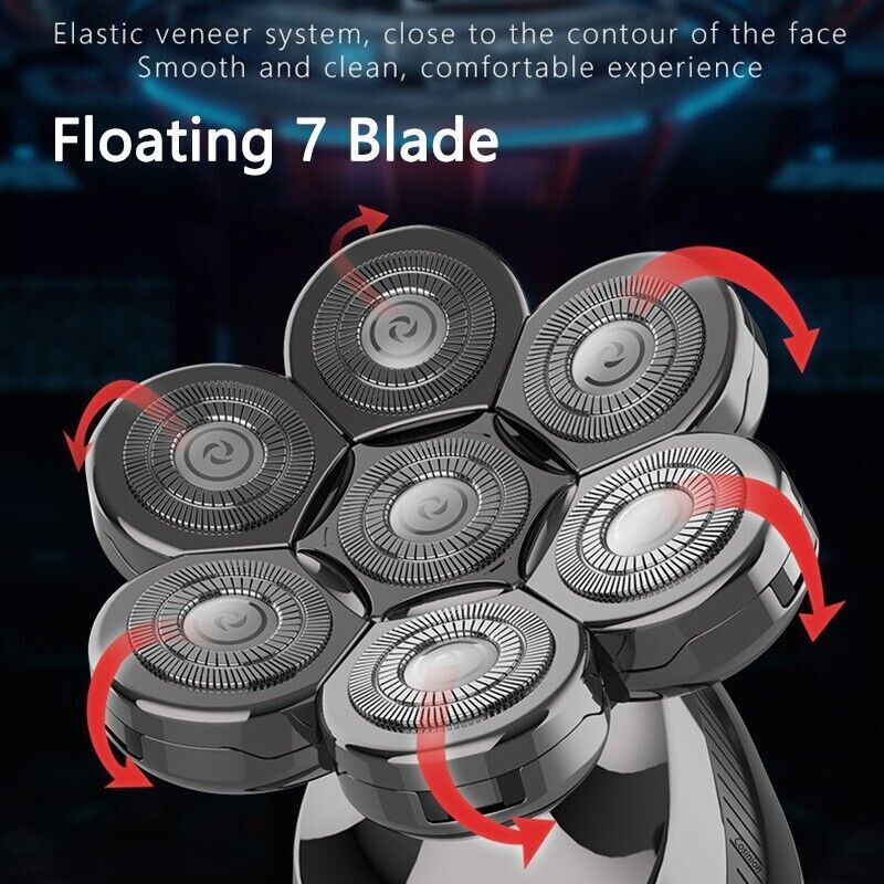 5in1 Rotary Electric Shaver 7D Bald Head Hair Beard Trimmer Razor Rechargeable