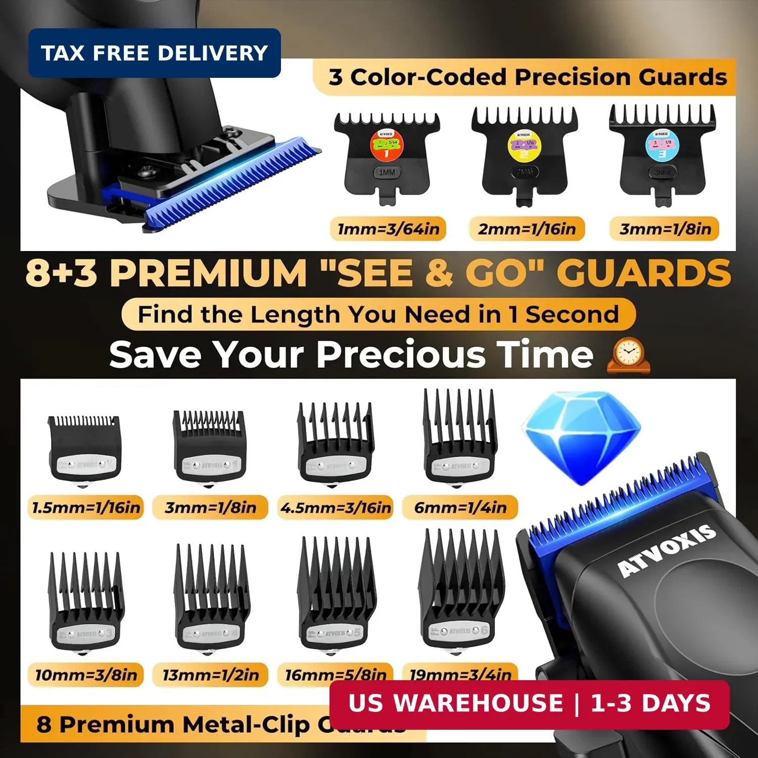 9000 RPM Brushless Motor Professional Hair Clippers Set for Men: Cordless Clippe