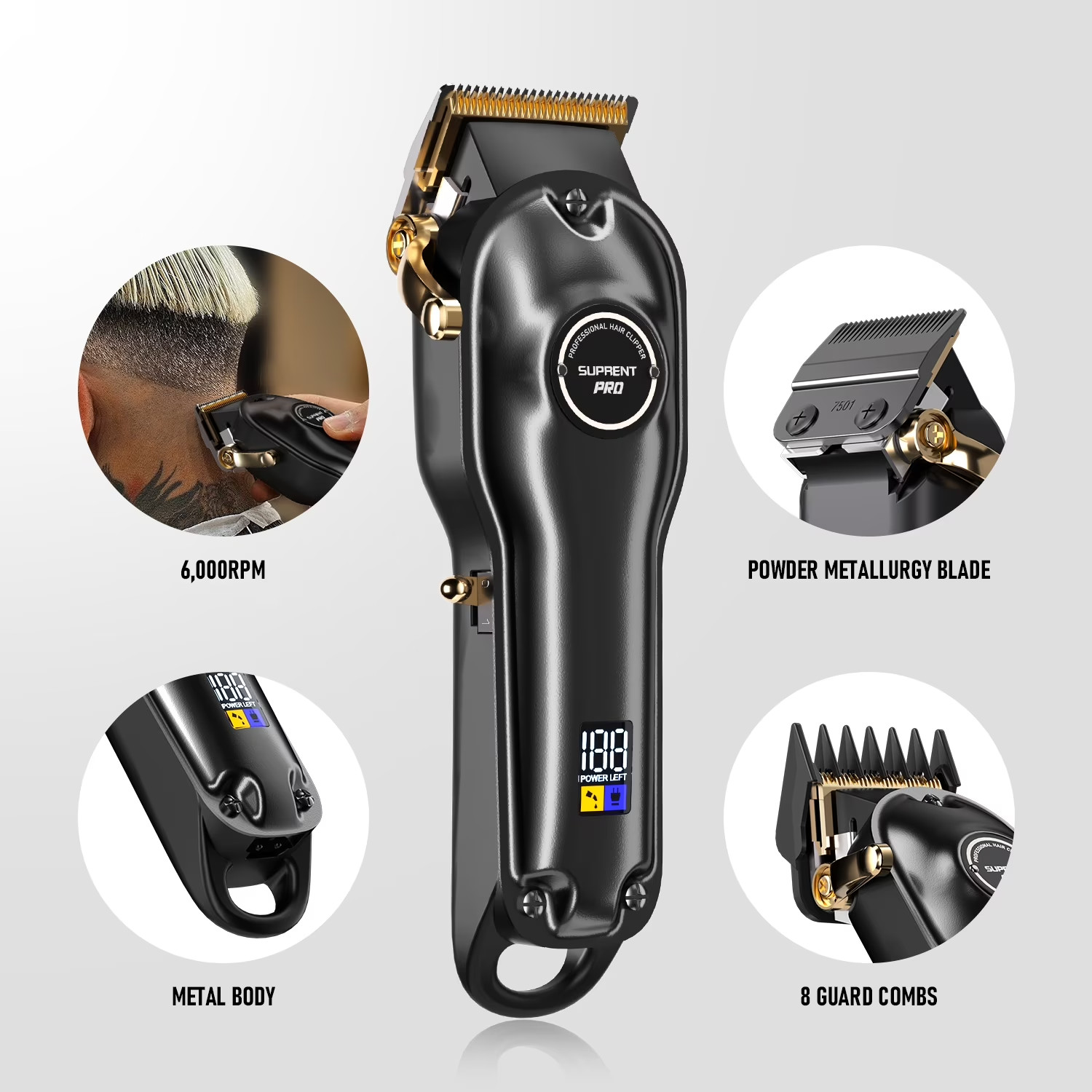 Professional Cordless Hair Clippers and Zero Gap T-Blade Trimmer Combo for Men