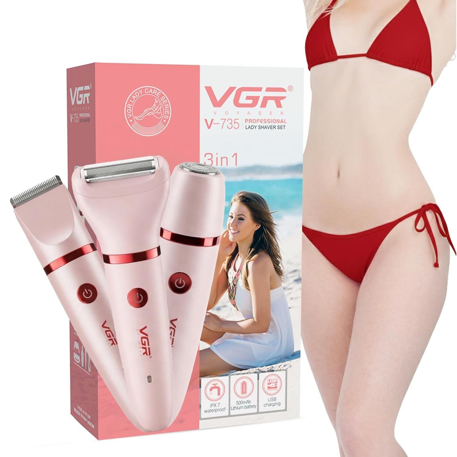 VGR V-735 Professional 3-in-1 Waterproof Women’s Body Facial Bikini Trimmer