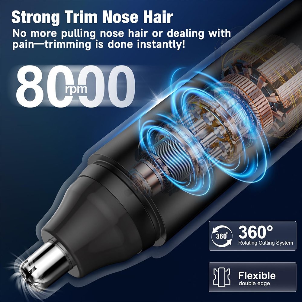 Nose Ear Face Neck Eyebrow Hair Mustache Beard Cordless Trimmer Shaver Clipper