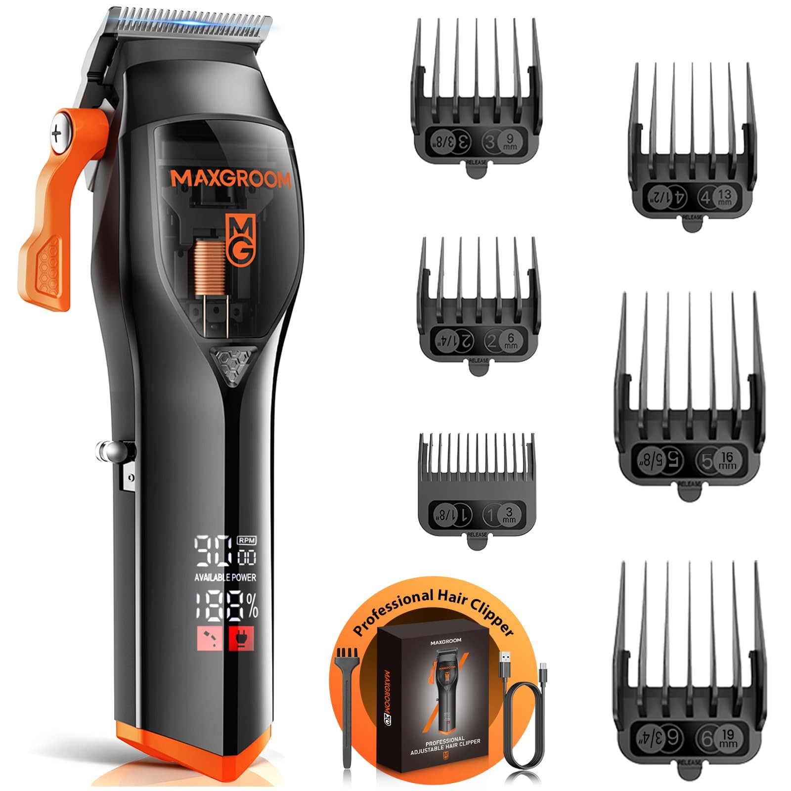 9000 RPM Cordless Mens Hair Clipper for Hair Cutting, Fading