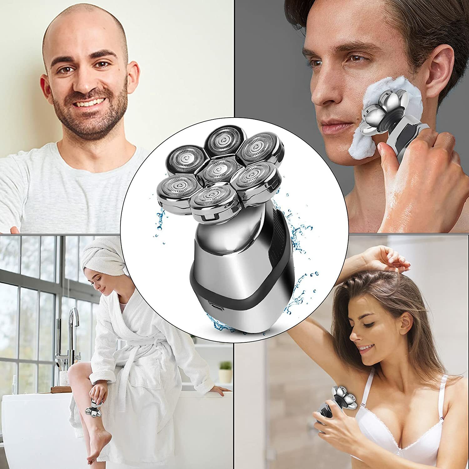 Men’s Razor Rotary Waterproof Electric Shaver Pop-Up Trimmer Wet Dry Cordless US
