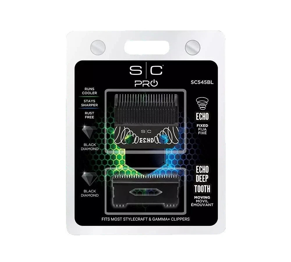 StyleCraft PRO Replacement ECHO Clipper Blade DLC Deep Tooth Cutter Set #SC545BL