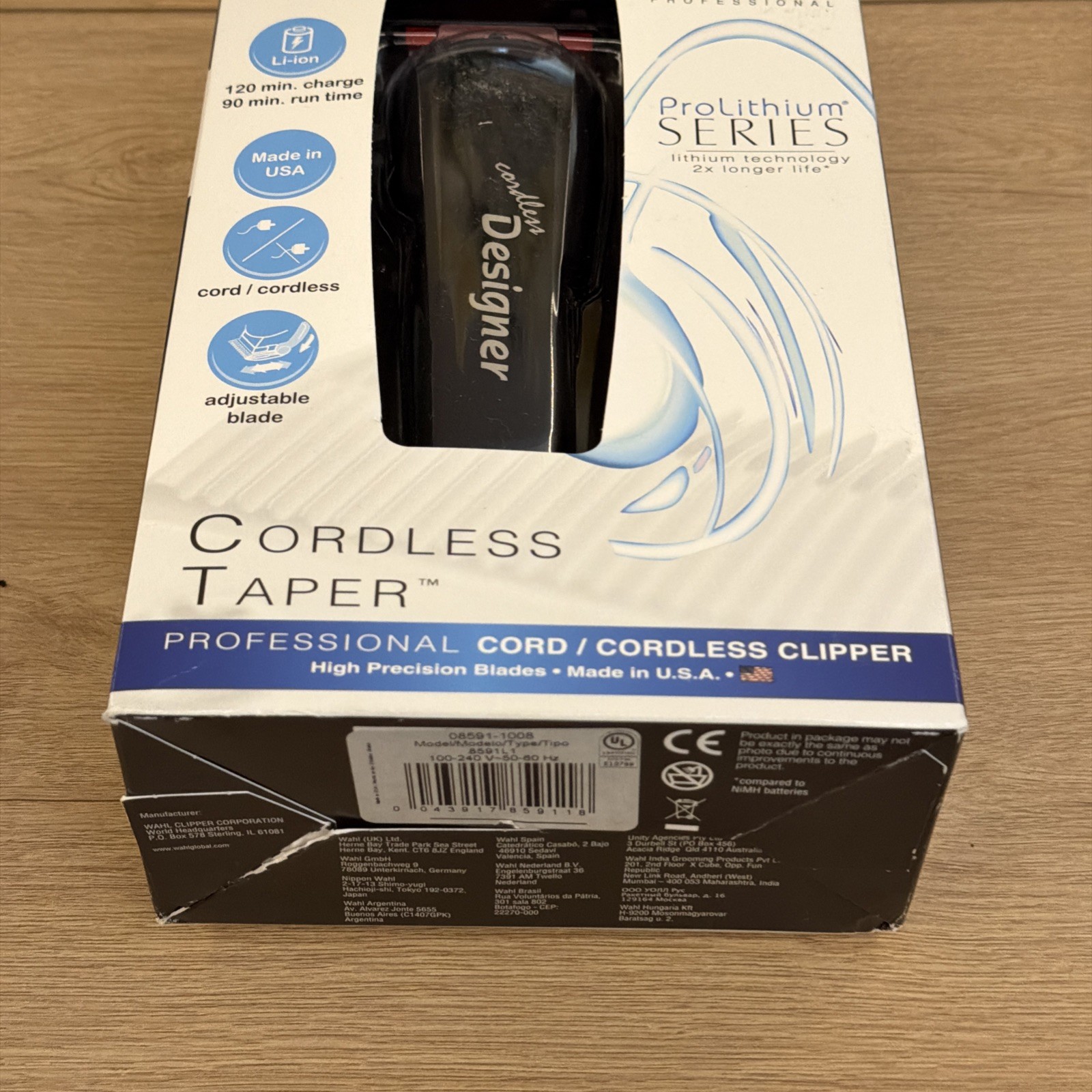 WAHL Professional Cordless Designer Clipper with 90+ Minute Run Time 8591 -BLACK