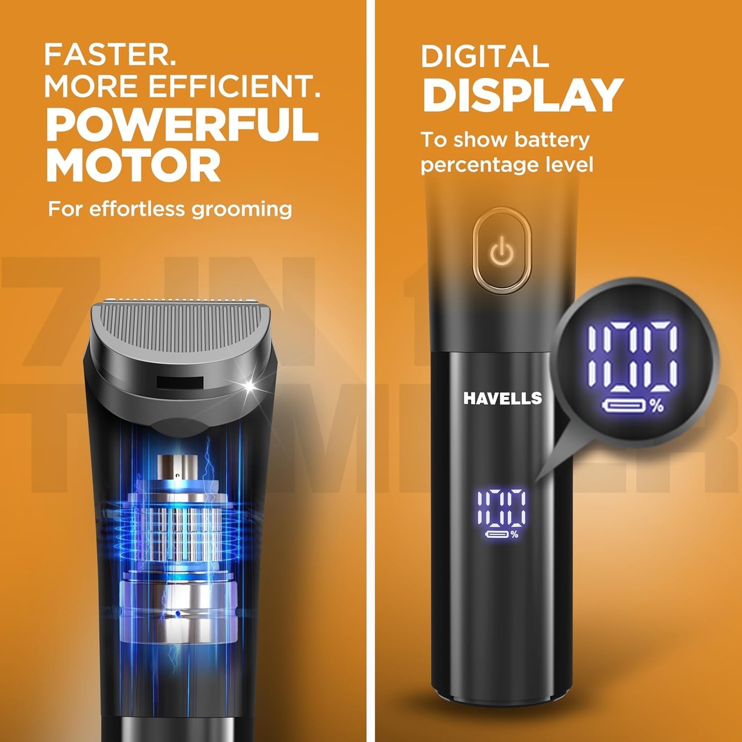 Havells BT6661 Beard & Hair 7 in 1 Trimmer |2-in-1 Special Blade Type C Charge