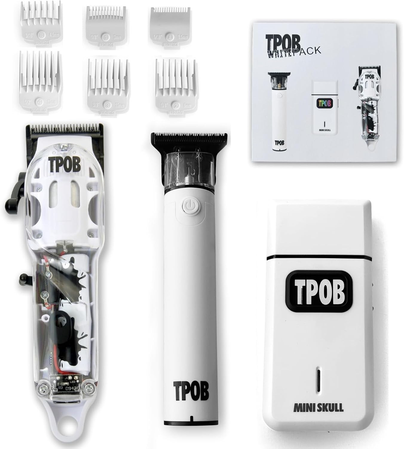 TPOB Slime 2 Barber Hair Clippers Trimmer Shaver Set for Men with White Pack